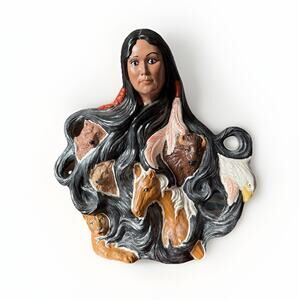 Provincial Nature Spirit Native American Woman‎ Resin Figurine 9.5”H Animals